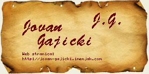 Jovan Gajicki vizit kartica